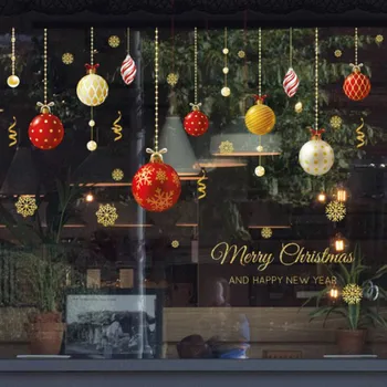 2024 Božić Božić tematske naljepnice za zid 45X60 cm, u Boji loptu, Naljepnice za čarapa Djeda Mraza, Dekoracija izloga trgovine