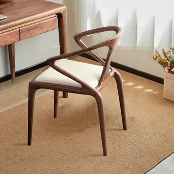 Blagovaona stolice od punog drveta u skandinavskom stilu, Kuhinjski namještaj, Moderan minimalistički blagovaona stolice s naslonom, Dizajn stolica za odmor, dnevni boravak D