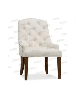 Individualni blagovaona stolice od punog drveta u američkom stilu, Tkanina Stolica, Fotelja za odmor u malom stanu, Naslon stola u stilu постмодерн
